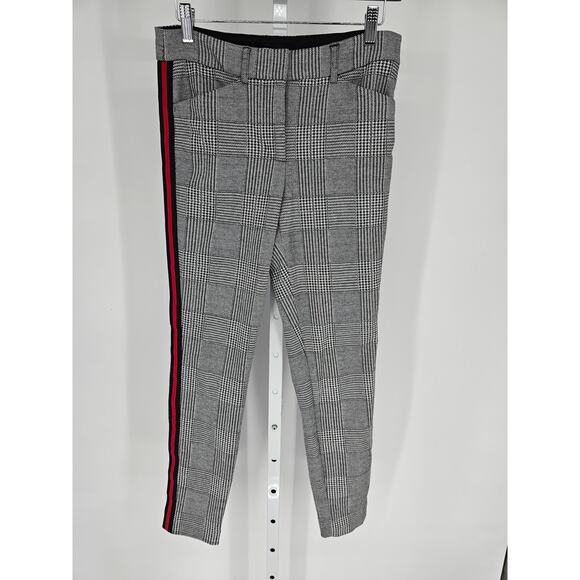 Express Womens Sz 4 Skinny Fit Mid Rise Dress Pants White Black Red Stripe - Picture 1 of 5